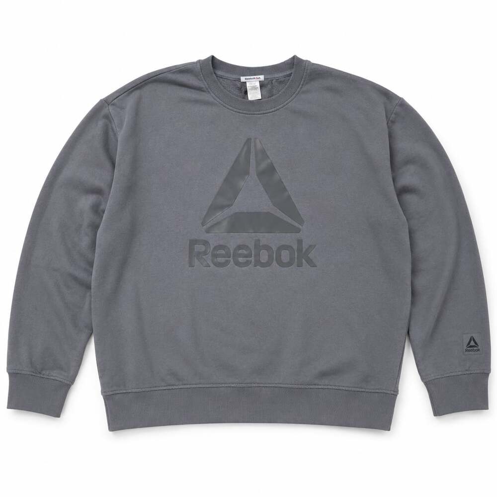 Reebok Sweater mans Adult Medium Gray Logo Sweatshirt Pullover Hoodie